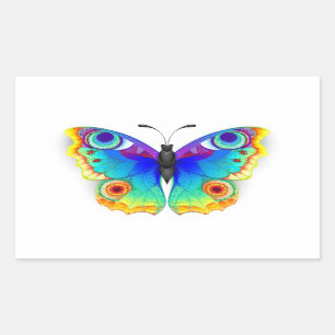 Rainbow Butterfly Peacock Eye Rectangular Sticker