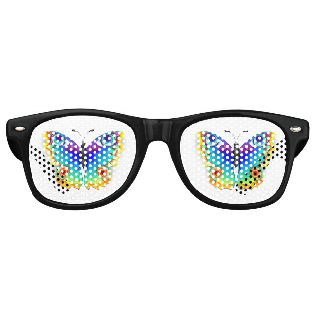 Rainbow Butterfly Peacock Eye Retro Sunglasses (Front)