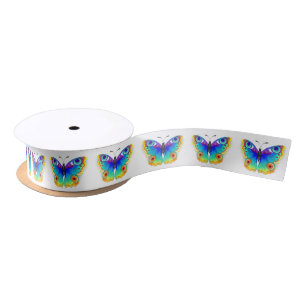Rainbow Butterfly Peacock Eye Satin Ribbon