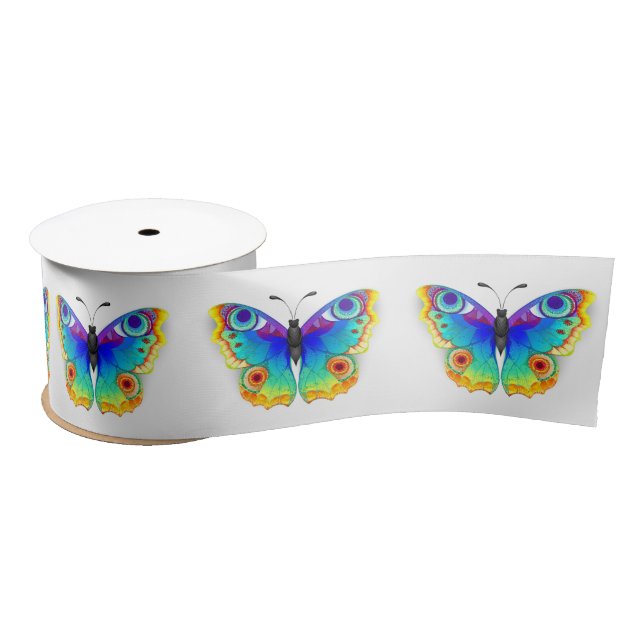 Rainbow Butterfly Peacock Eye Satin Ribbon (Spool)