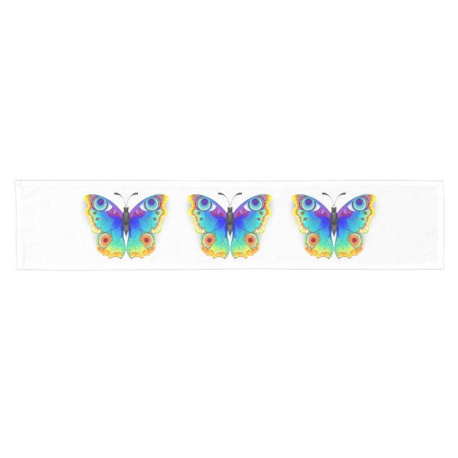 Rainbow Butterfly Peacock Eye Short Table Runner (Horizontal)