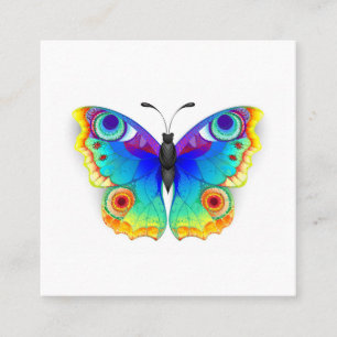 Rainbow Butterfly Peacock Eye Square Business Card