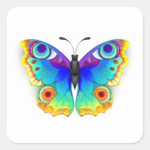 Rainbow Butterfly Peacock Eye Square Sticker