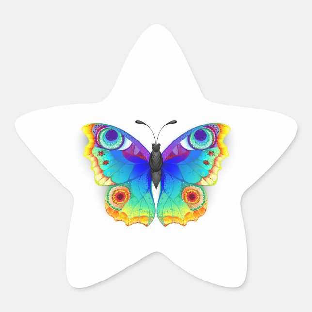 Rainbow Butterfly Peacock Eye Star Sticker (Front)