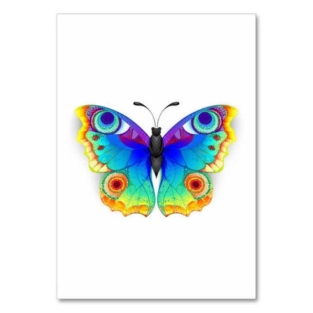 Rainbow Butterfly Peacock Eye Table Number (Front)