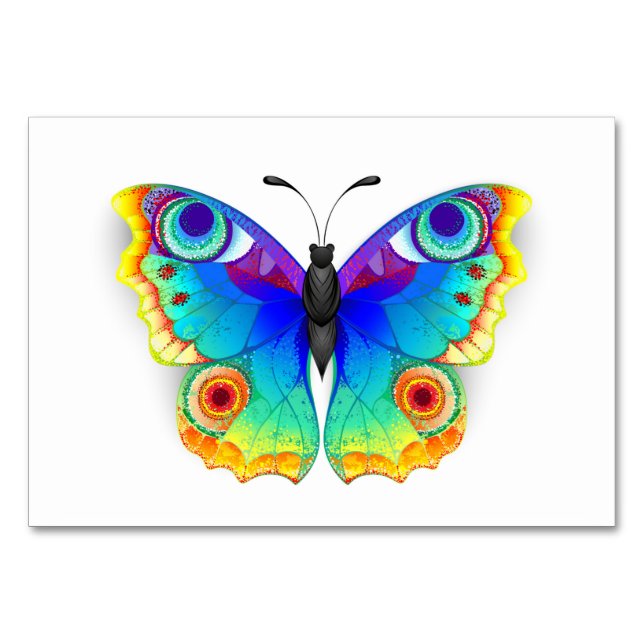 Rainbow Butterfly Peacock Eye Table Number (Front)
