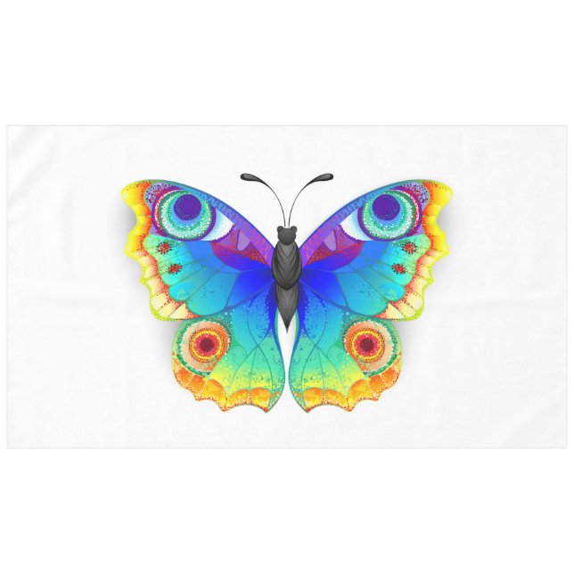 Rainbow Butterfly Peacock Eye Tablecloth (Front (Horizontal))