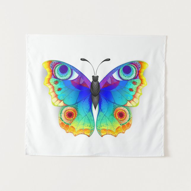 Rainbow Butterfly Peacock Eye Tapestry (Front (Horizontal))