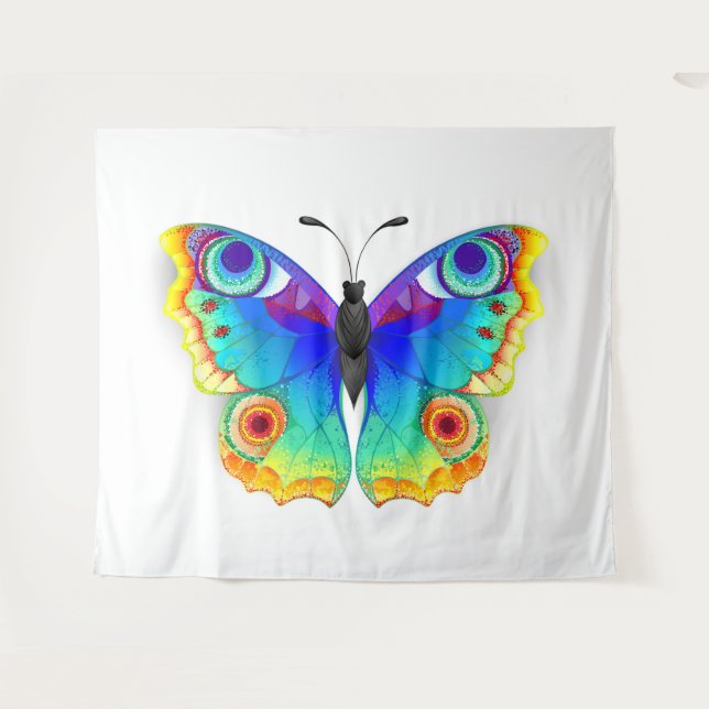 Rainbow Butterfly Peacock Eye Tapestry (Front (Horizontal))
