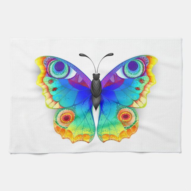 Rainbow Butterfly Peacock Eye Tea Towel (Horizontal)