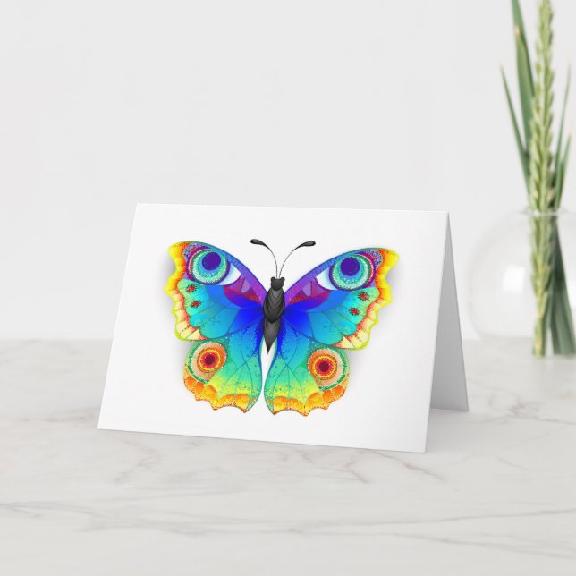 Rainbow Butterfly Peacock Eye Thank You Card (Front)