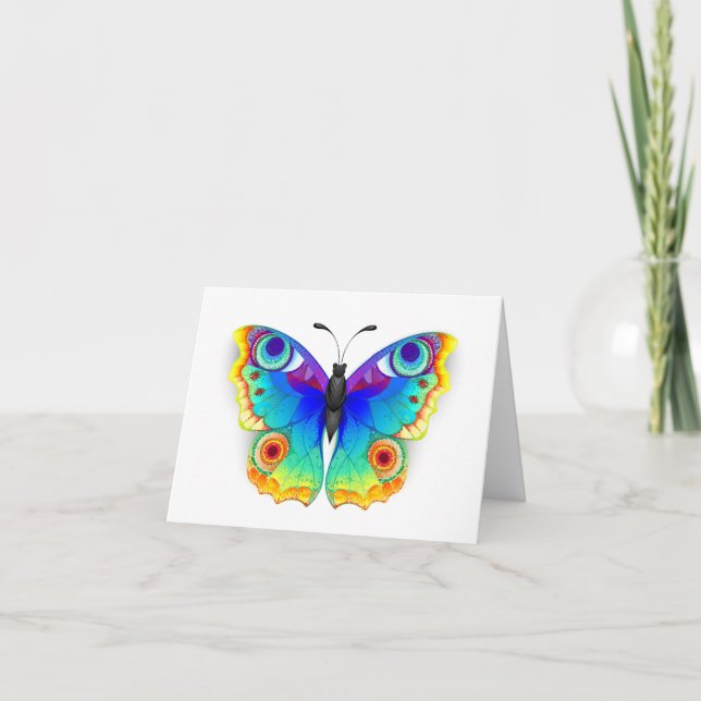 Rainbow Butterfly Peacock Eye Thank You Card (Front)