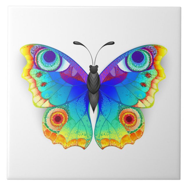 Rainbow Butterfly Peacock Eye Tile (Front)