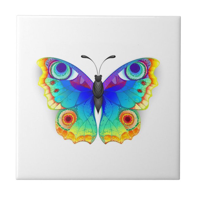 Rainbow Butterfly Peacock Eye Tile (Front)