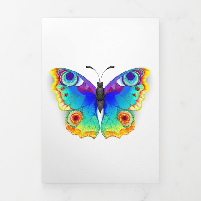 Rainbow Butterfly Peacock Eye Tri-Fold Card (Cover)