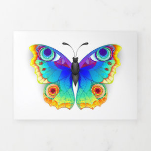 Rainbow Butterfly Peacock Eye Tri-Fold Invitation