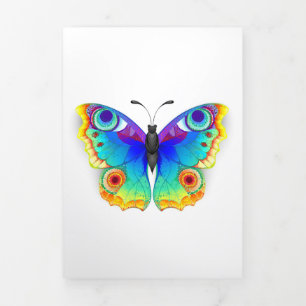 Rainbow Butterfly Peacock Eye Tri-Fold Invitation