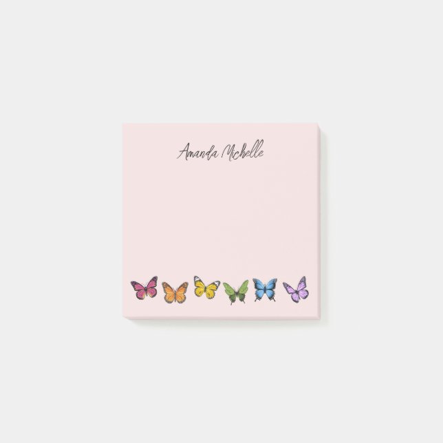Rainbow Butterfly Personalised Post-It Notes (Front)