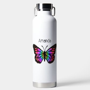 Rainbow Butterfly Personalised Water Bottle