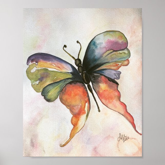 Rainbow Butterfly Premium Canvas Poster (8x10) (Front)