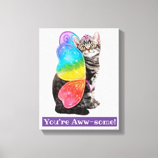 Rainbow Butterfly Princess Kitten Canvas Print (Front)
