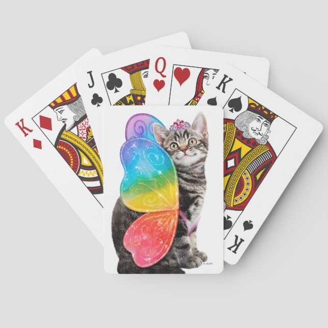 Rainbow Butterfly Princess Kitten Playing Cards (Back)