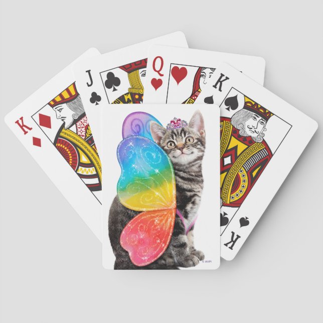 Rainbow Butterfly Princess Kitten Playing Cards (Back)