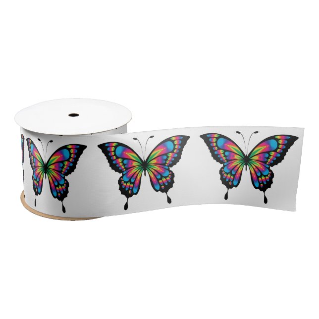 rainbow butterfly ribbon satin ribbon (Spool)