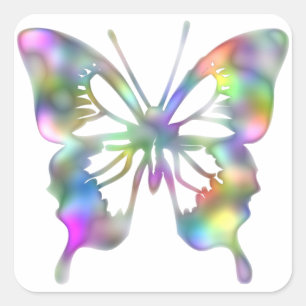 Rainbow butterfly square sticker