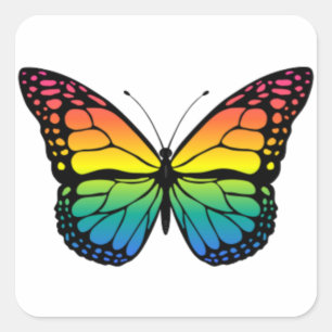 Rainbow butterfly square sticker
