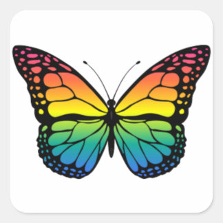 Rainbow butterfly square sticker