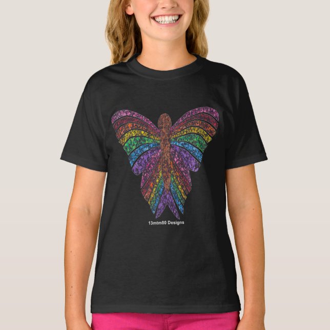 Rainbow Butterfly (vivid) - Girl's Basic T-Shirt (Front)
