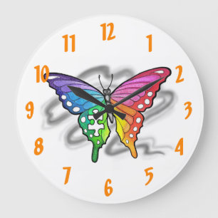 Rainbow Butterfly Wall Clock