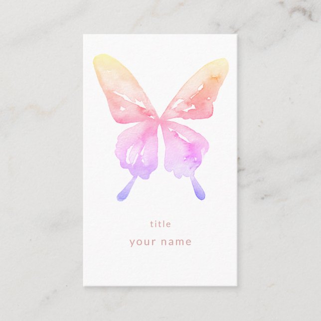 Rainbow Butterfly Water Color Illustration Business Card (Front)