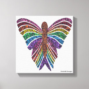 Rainbow Butterfly (white) - Canvas Print