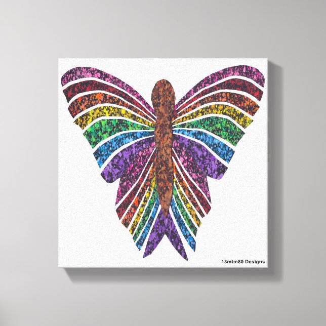 Rainbow Butterfly (white) - Canvas Print (Front)