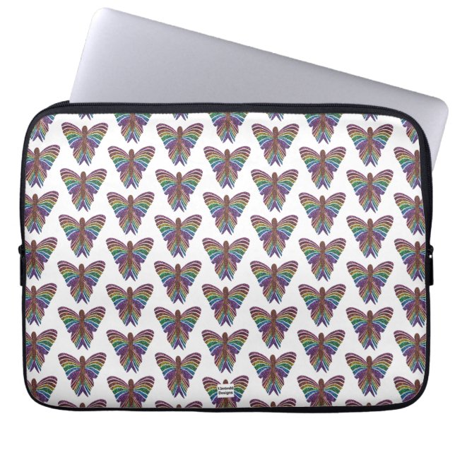 Rainbow Butterfly (white) - Laptop Sleeve (Front)