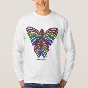 Rainbow Butterfly (white) - Men's L Sleeve T-Shirt