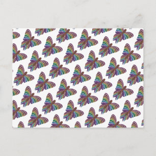 Rainbow Butterfly (white pattern) - Postcard