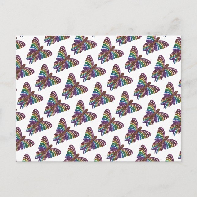Rainbow Butterfly (white pattern) - Postcard (Front)
