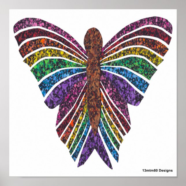 Rainbow Butterfly (white) - Poster Print (Front)