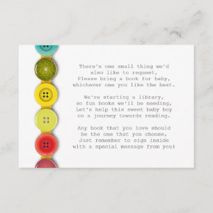 Rainbow Button Baby Shower Insert Card