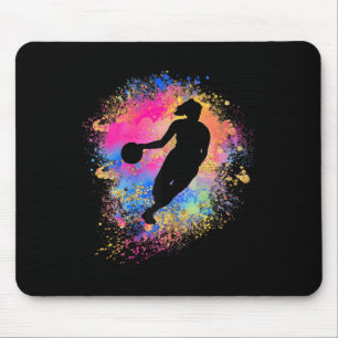 Rainbow Bysketbyll Silhouette Female Team Girls Mouse Mat
