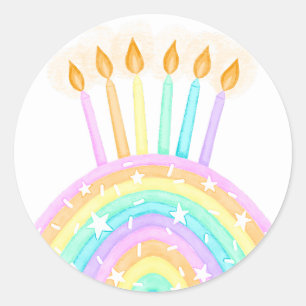 Rainbow Cake Birthday Party Classic Round Sticker