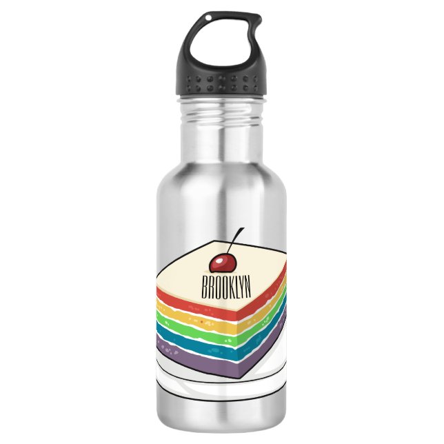 Rainbow cake cartoon illustration  532 ml water bottle (Front)