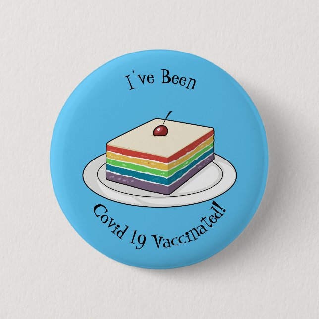 Rainbow cake cartoon illustration 6 cm round badge (Front)