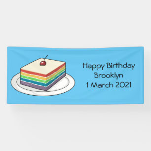 Rainbow cake cartoon illustration banner