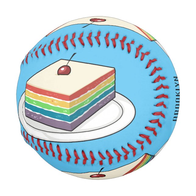 Rainbow cake cartoon illustration  baseball (Front Right)