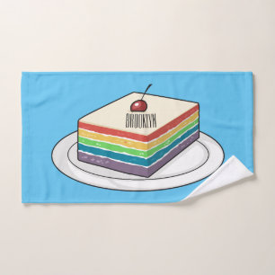 Rainbow cake cartoon illustration bath towel set