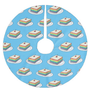 Rainbow cake cartoon illustration brushed polyester tree skirt